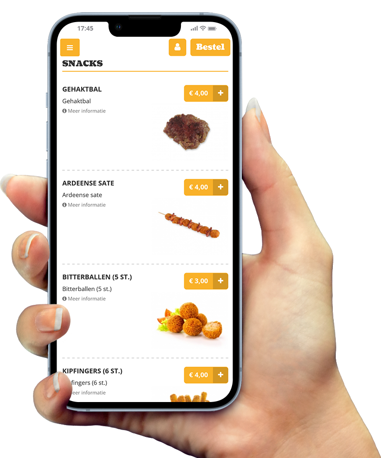 Voorbeeld van onze app op smartphone